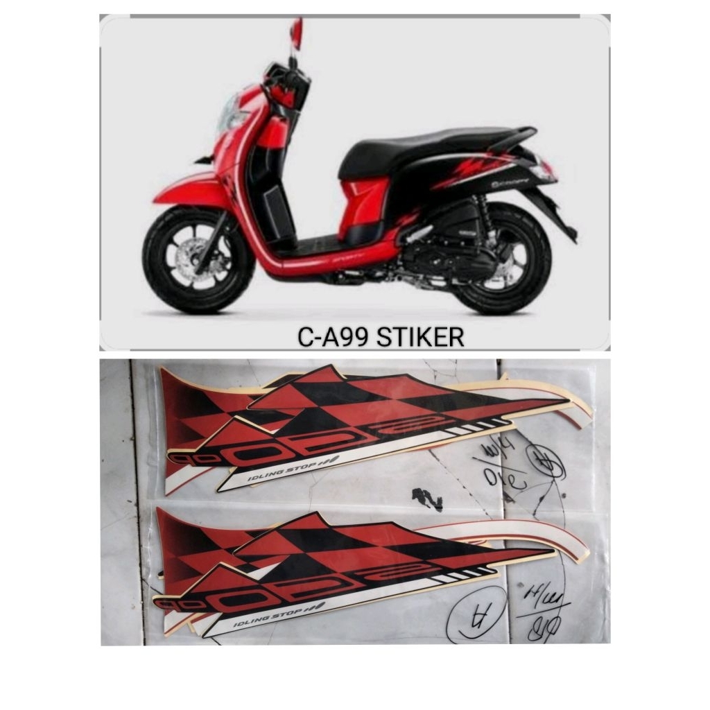 striping original Scoopy 2018 hitam merah putih fulset body