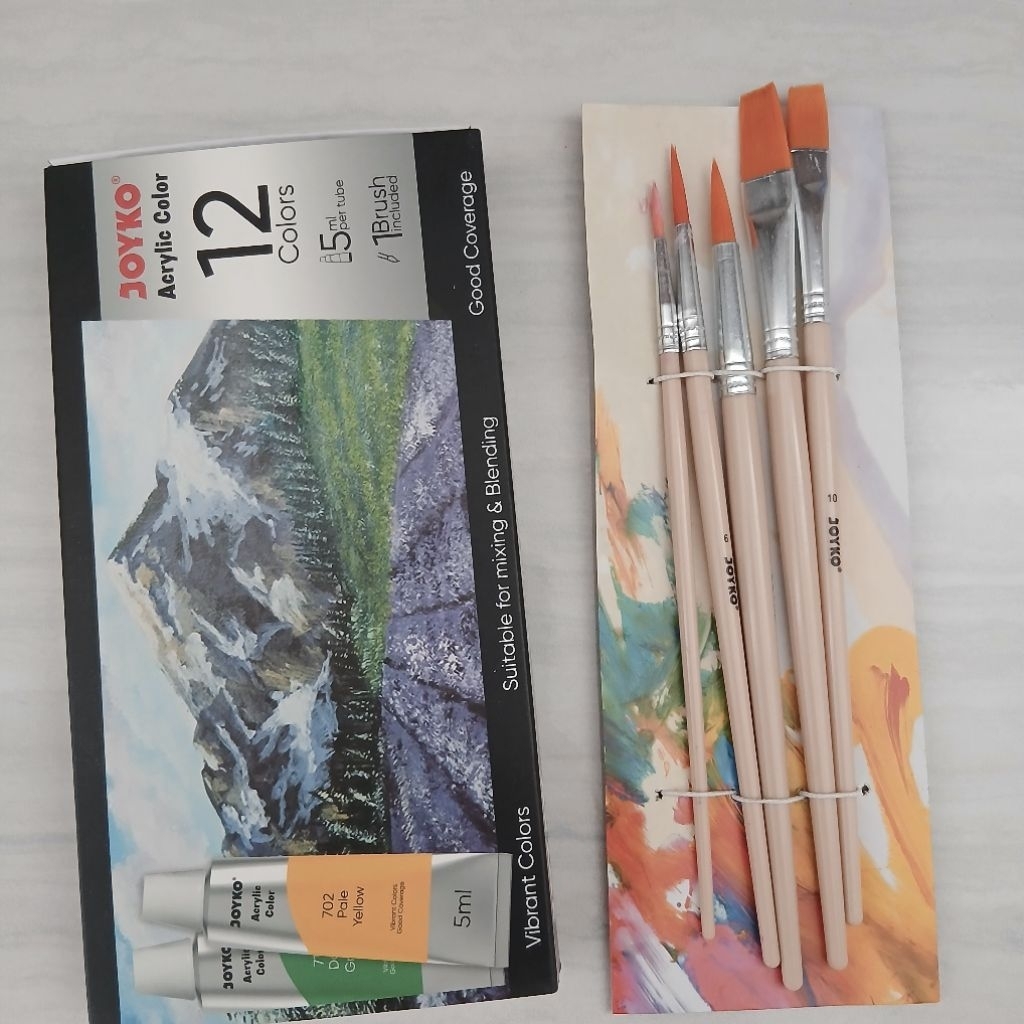 Cat Acrylic Joyko 12 Warna & Kuas Joyko / Cat Akrilik Joyko