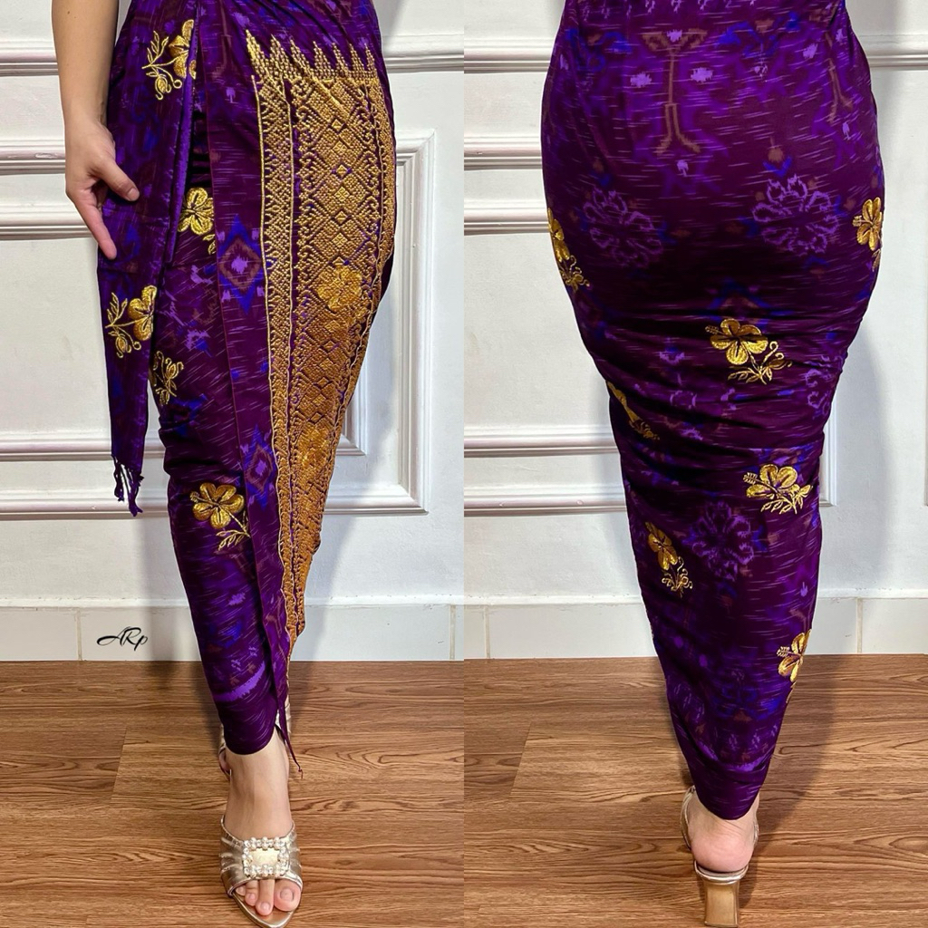 Katun endek tumpal bordir free slendang