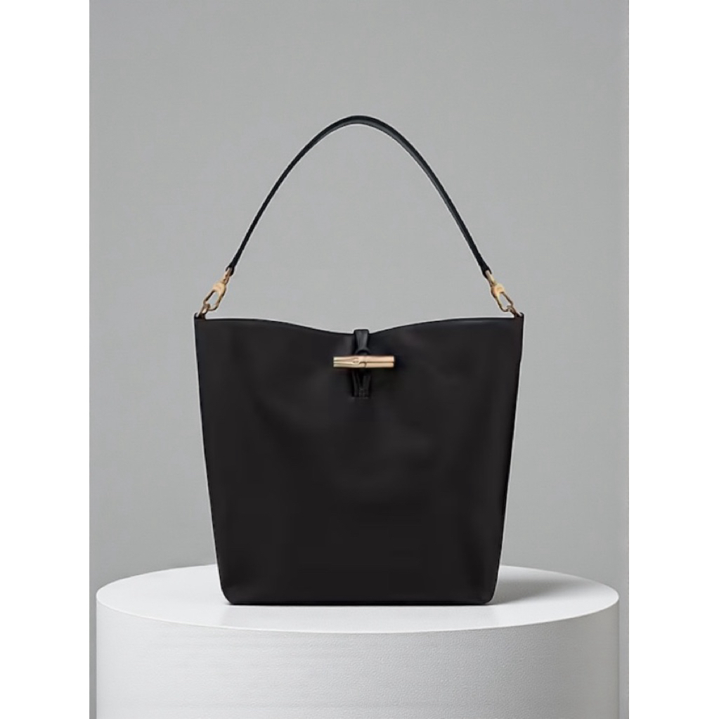 LC Medium M Le Roseau Hobo Bucket Shoulder Bag in Smooth Calfskin Leather