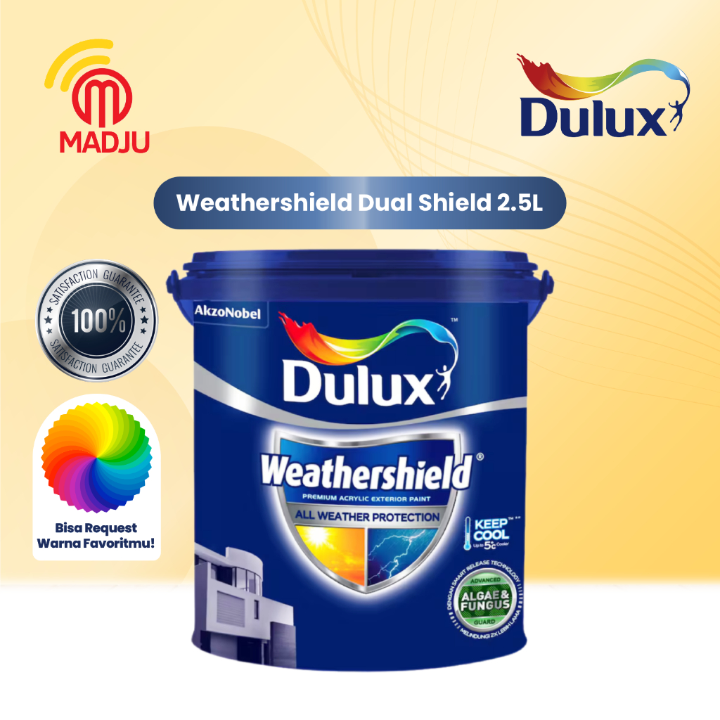 Dulux Weathershield Dual Shield Pro Brilliant White 2.5 Liter Cat Tembok Eksterior Dulux Weathershie
