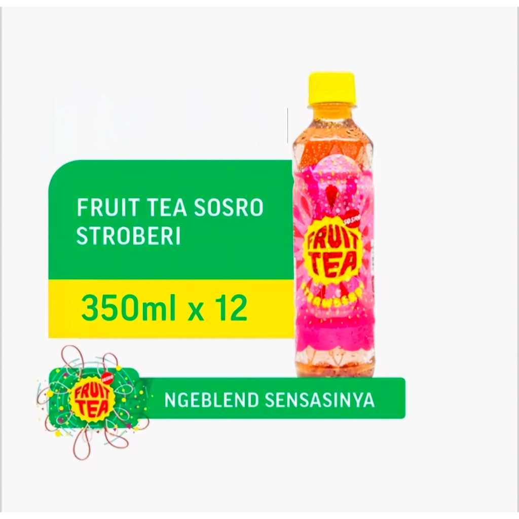 Fruit Tea Stroberi Sosro 350ml Satu Kardus Isi 12 pcs/botol | EKSTRA BUBBLE WRAP