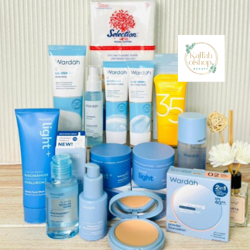 Wardah Set Paket Lengkap Lightening Series 12 Produk Gratis Kapas