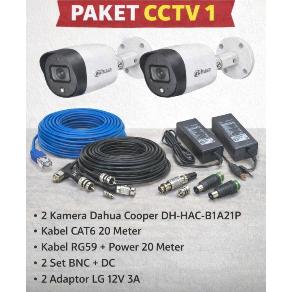 PAKET CCTV ANALOG INFRARED  OUTDOOR 2MP DAHUA