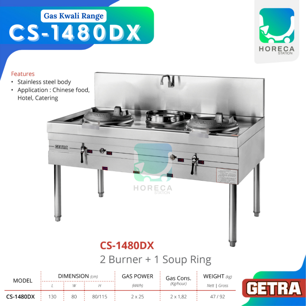 GETRA Gas Kwali Range (Medium Pressure) CS-1480DX / CS 1480DX / CS 1480 DX