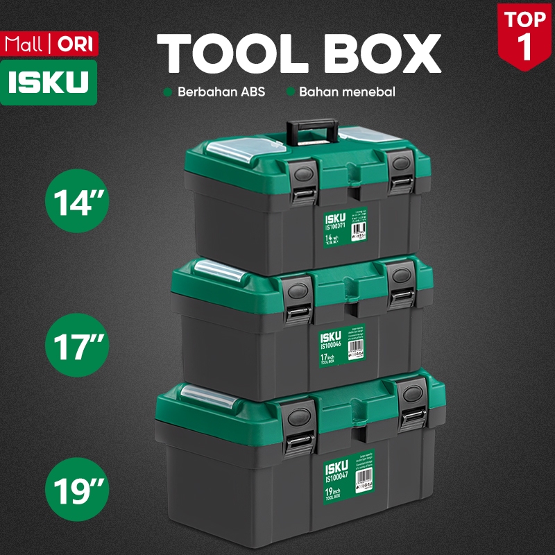 ISKU Tool Box Plastik 2 Susun 14 17 19 Inch Jumbo Kotak Perkakas Tebal Anti Pecah Storage Box Tempat