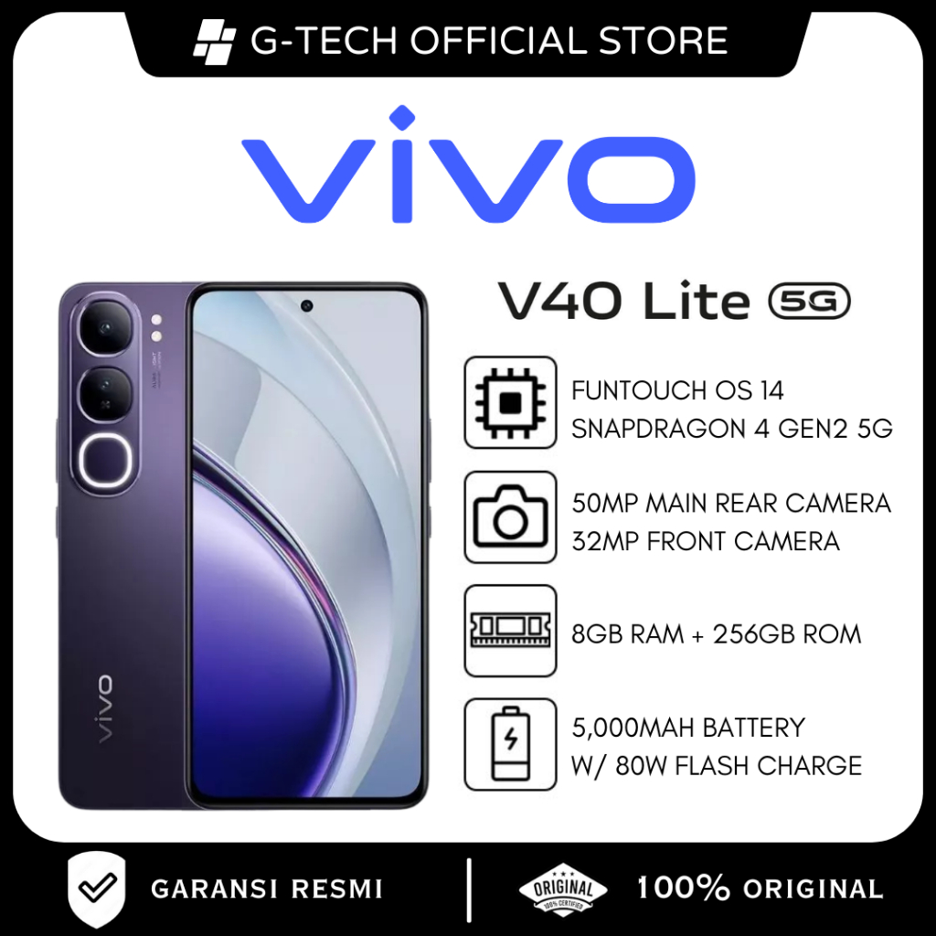 HP Vivo V40 Lite 5G RAM 8GB ROM 256GB Smartphone Android 5G