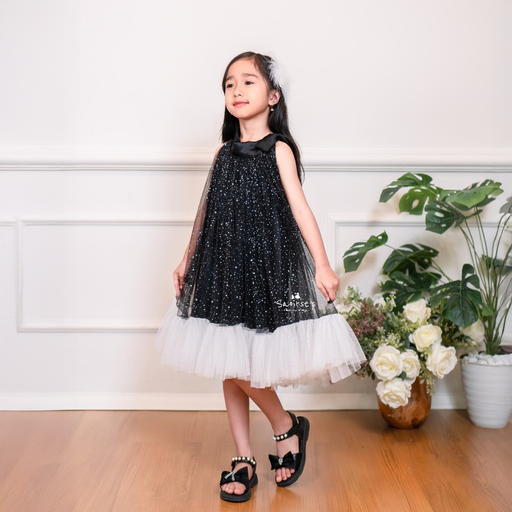 SAOIRSE'S Shannon - Midi Dress Anak Perempuan 2-12 Tahun Gaun Pesta Tulle Snow Sleveless Mewah Ultah
