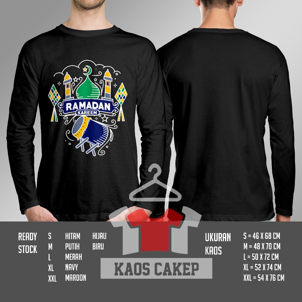 Kaos Ramadhan Kareem Desain Keren Mesjid dan Bedug Vektor Lengan Panjang Baju Distro