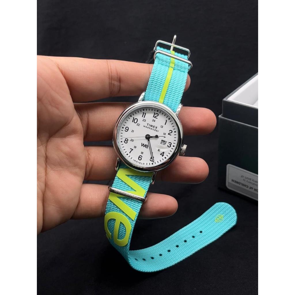 Timex Weekender TW2W99600 Indiglo White Dial Blue Fabric Strap