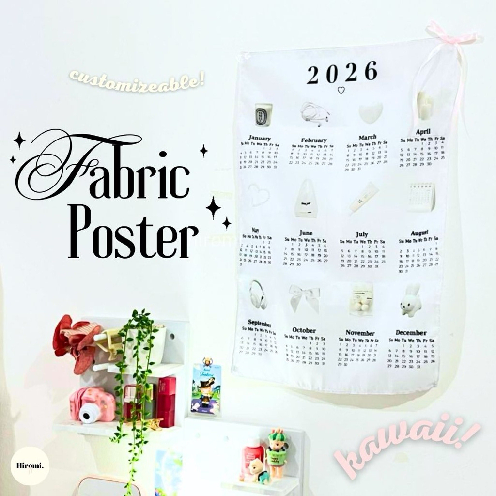 (PRE-ORDER, BISA CUSTOM) Poster Kalender 2026 Kain Aesthetic Calendar Poster / Fabric Poster Aesthet