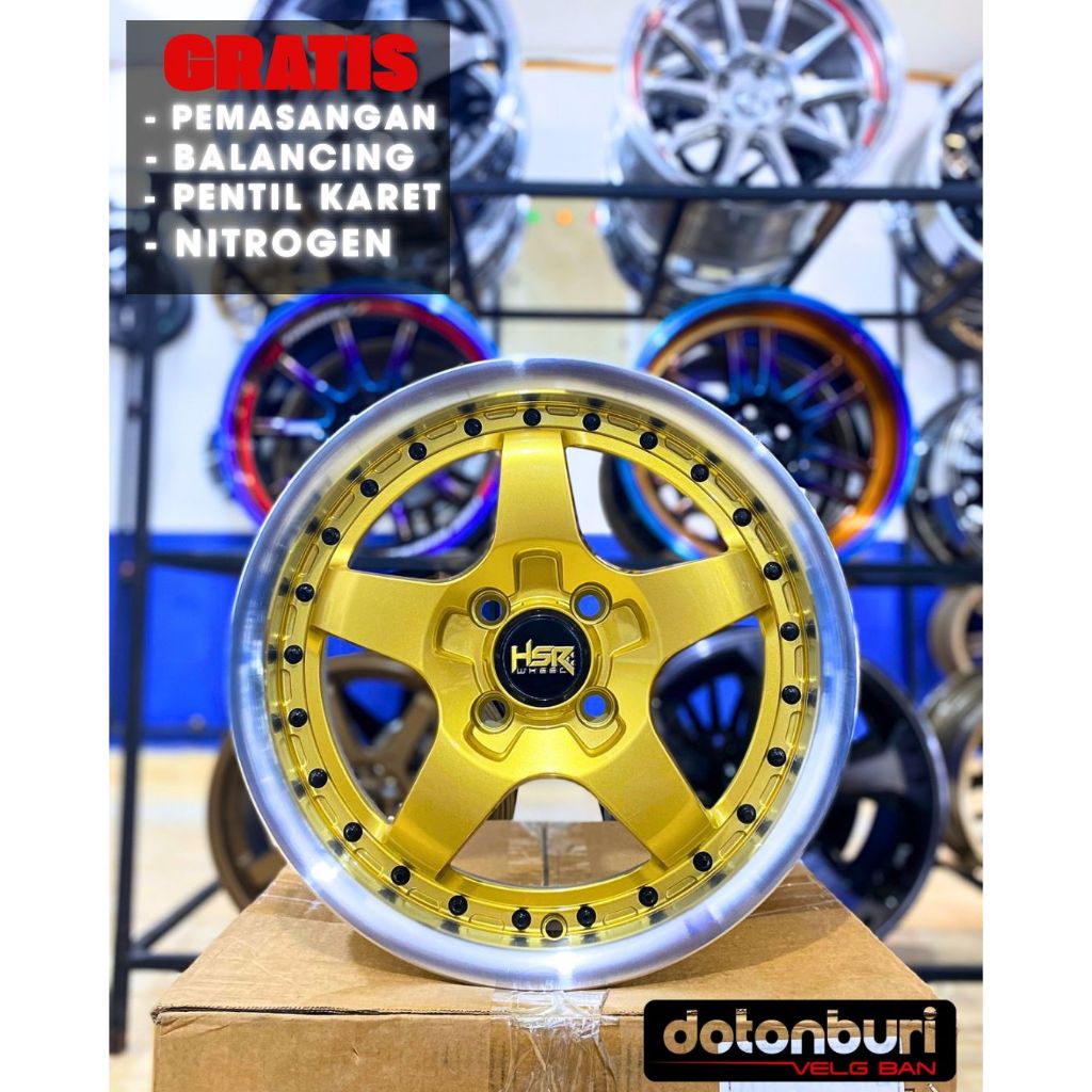 Pelak Mobil Racing Model Semi Celong R15 Hsr Bob Single Pcd 4x100 Velg Mobil Baleno Spresso Swift