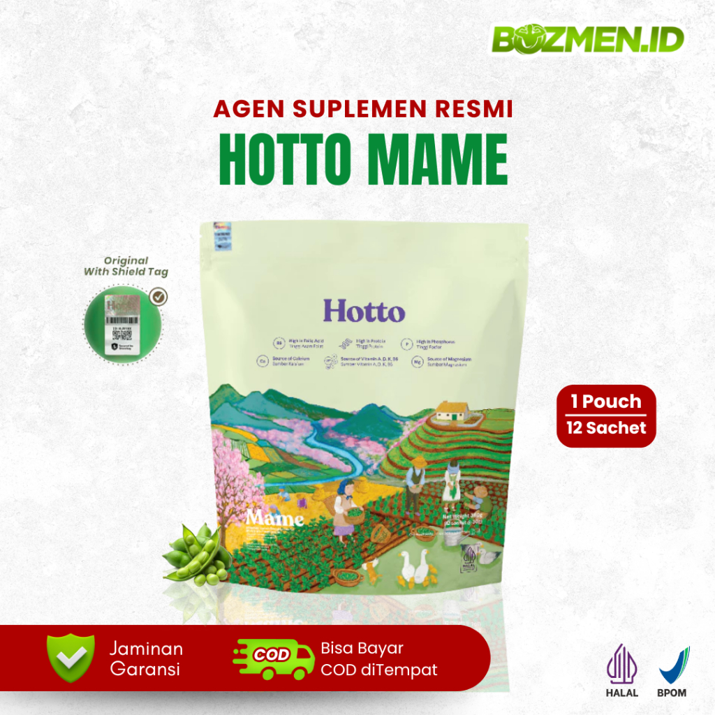 Hotto Mame Malang, Hotto Mame Multigrain With Protein Edamame, Hotto Mame Malang 1 Pouch isi 12 Sach