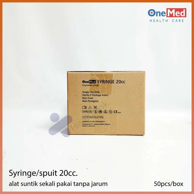 SpuitOnemed 20cc Lubang Tengah Lubang Pinggir - BOX Isi 50 pcs