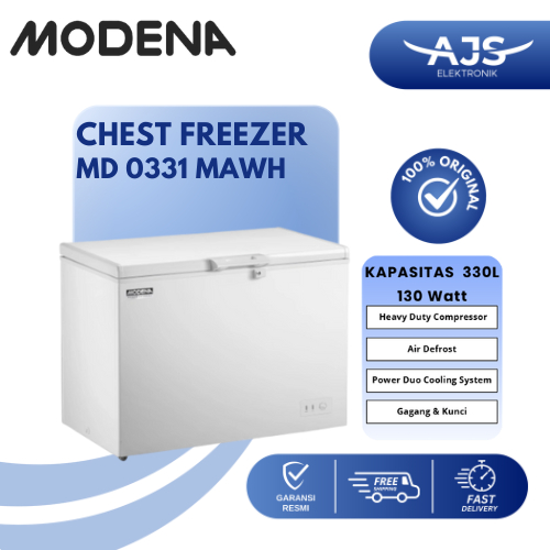 MODENA Chest Freezer MD 0331 MAWH Duo Cooling System 330 L Pembeku Daging Garansi Resmi