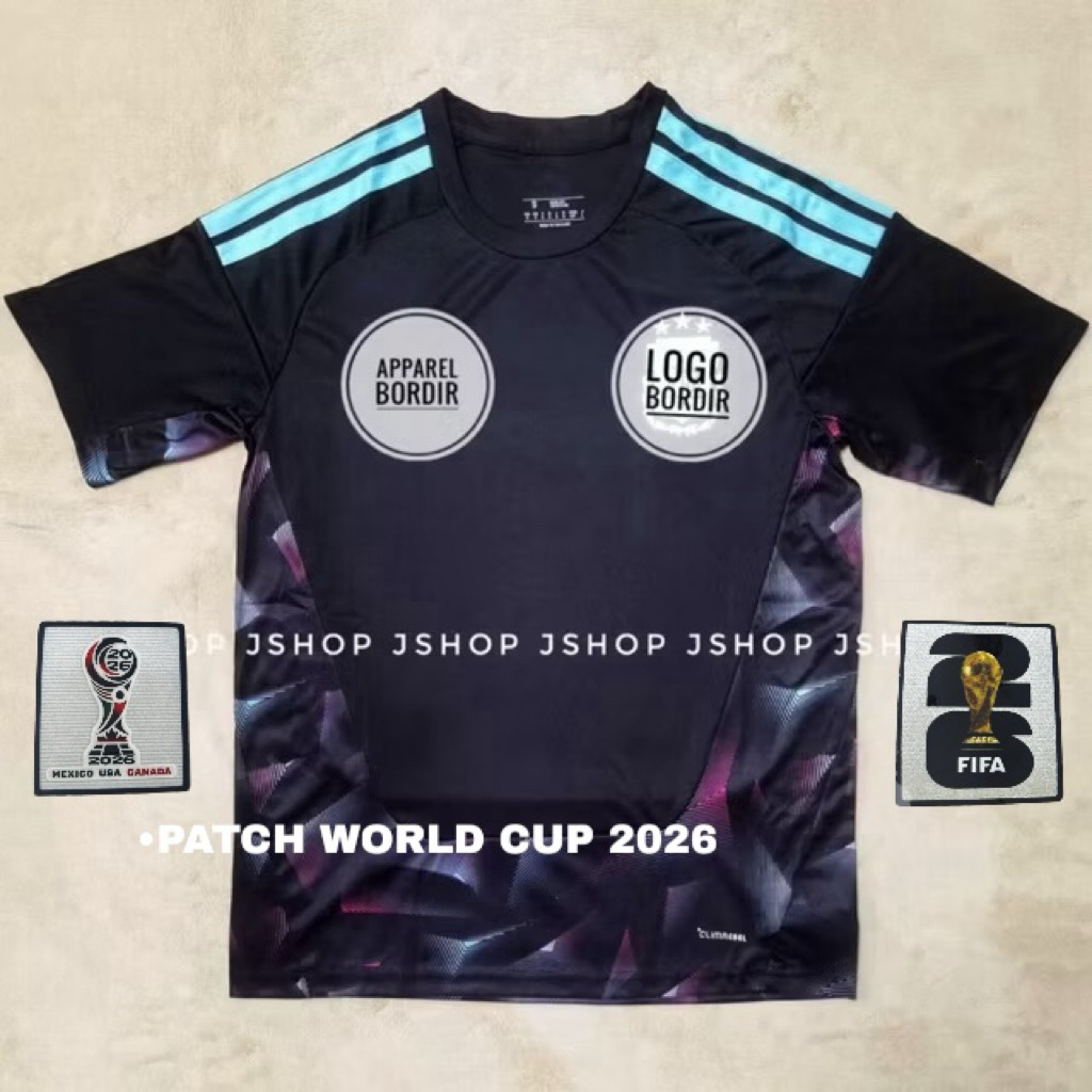 LOGO BORDIR JERSEY BOLA JERSEY PIALA DUNIA 2026 JERSEY ARGENTINA KIPER HITAM 2026
