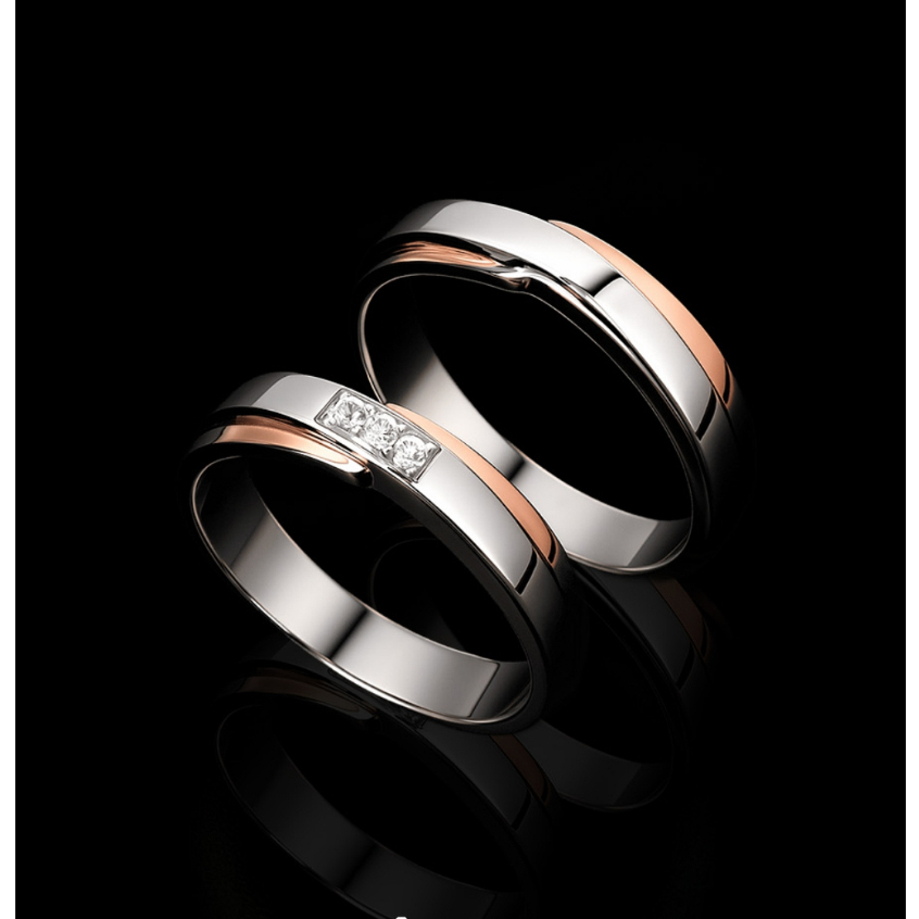 cincin kawin nikah tunangan 2warna Emas - Arroisi Jewellery - (0027)