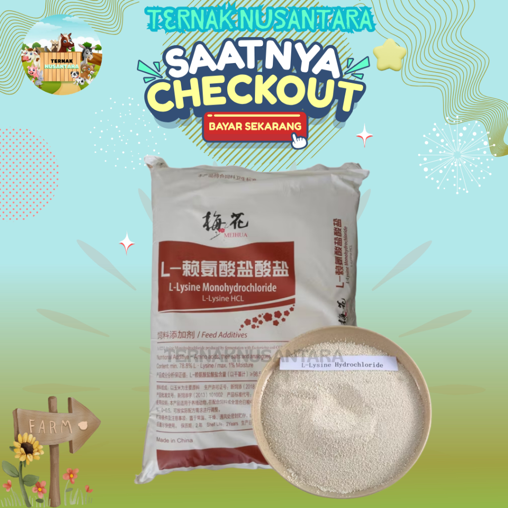 LYSINE 25 KG 1 SAK MEIHUA - Suplemen Meningkatkan Kekebalan & Bobot Untuk Ternak.