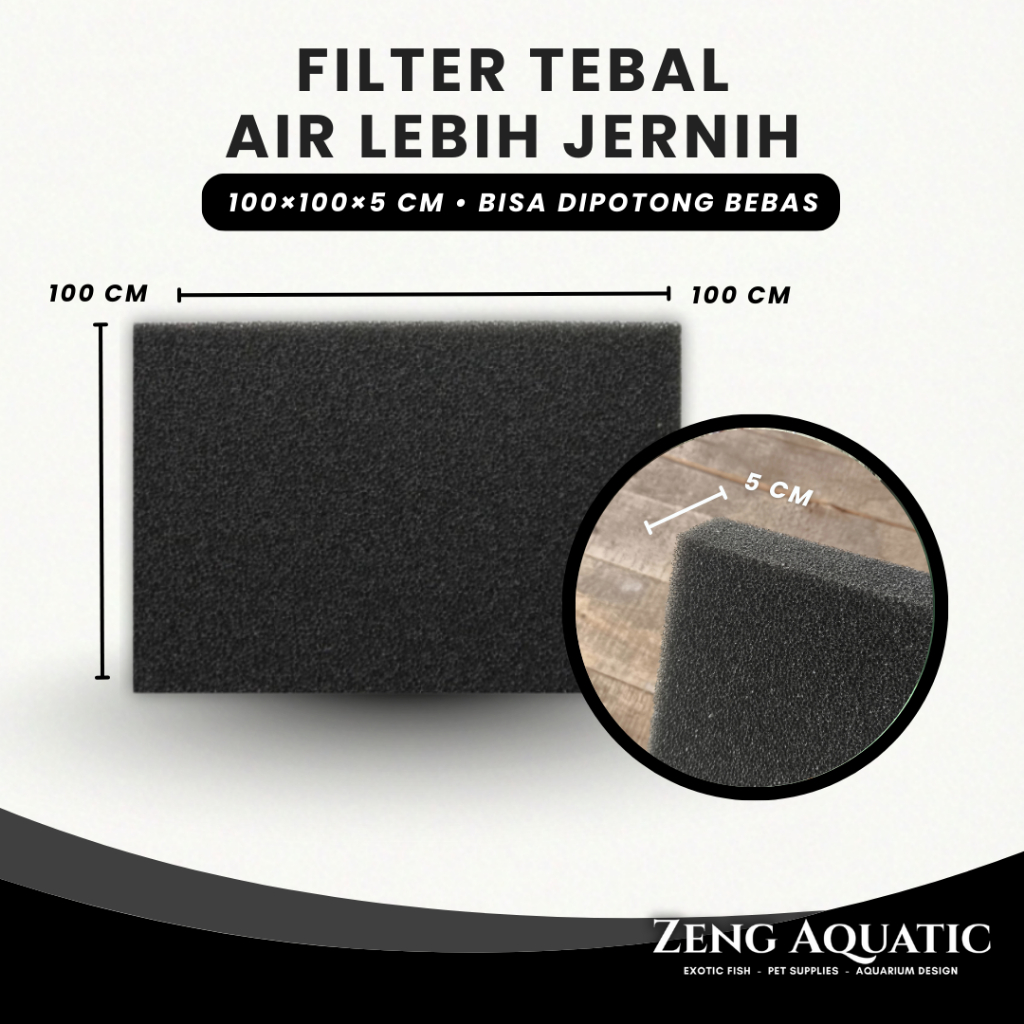 Busa Biofoam Filter Aquarium Hitam Tebal 5 cm Lembaran Jumbo Media Filter Mekanik Biologis