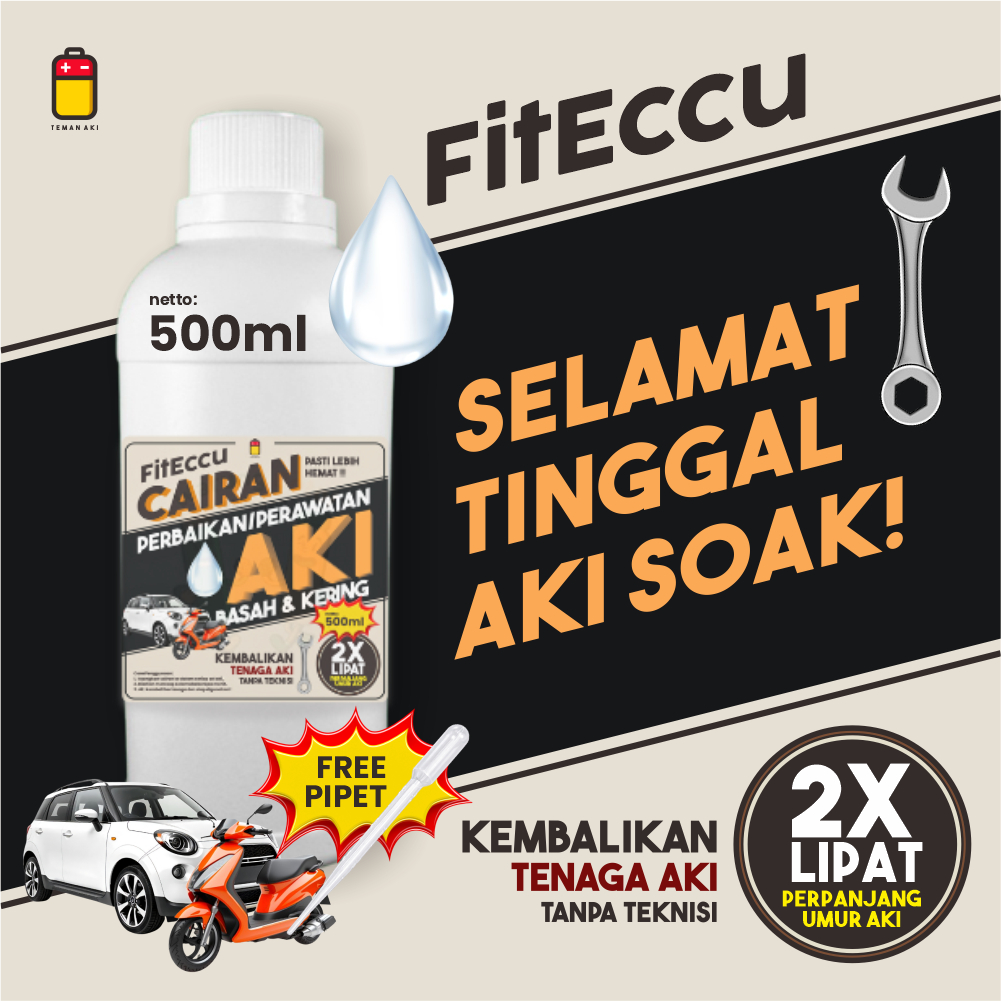 FitEccu Air Aki Kering Cairan Vitamin Perbaikan Perawatan Aki Eccu Kering Basah Motor Mobil - Memper