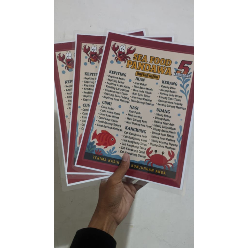 Jasa Desain dan cetak Menu Makan |Katalog menu makan UMKM, Warung Makan, Kedai Makanan dll.