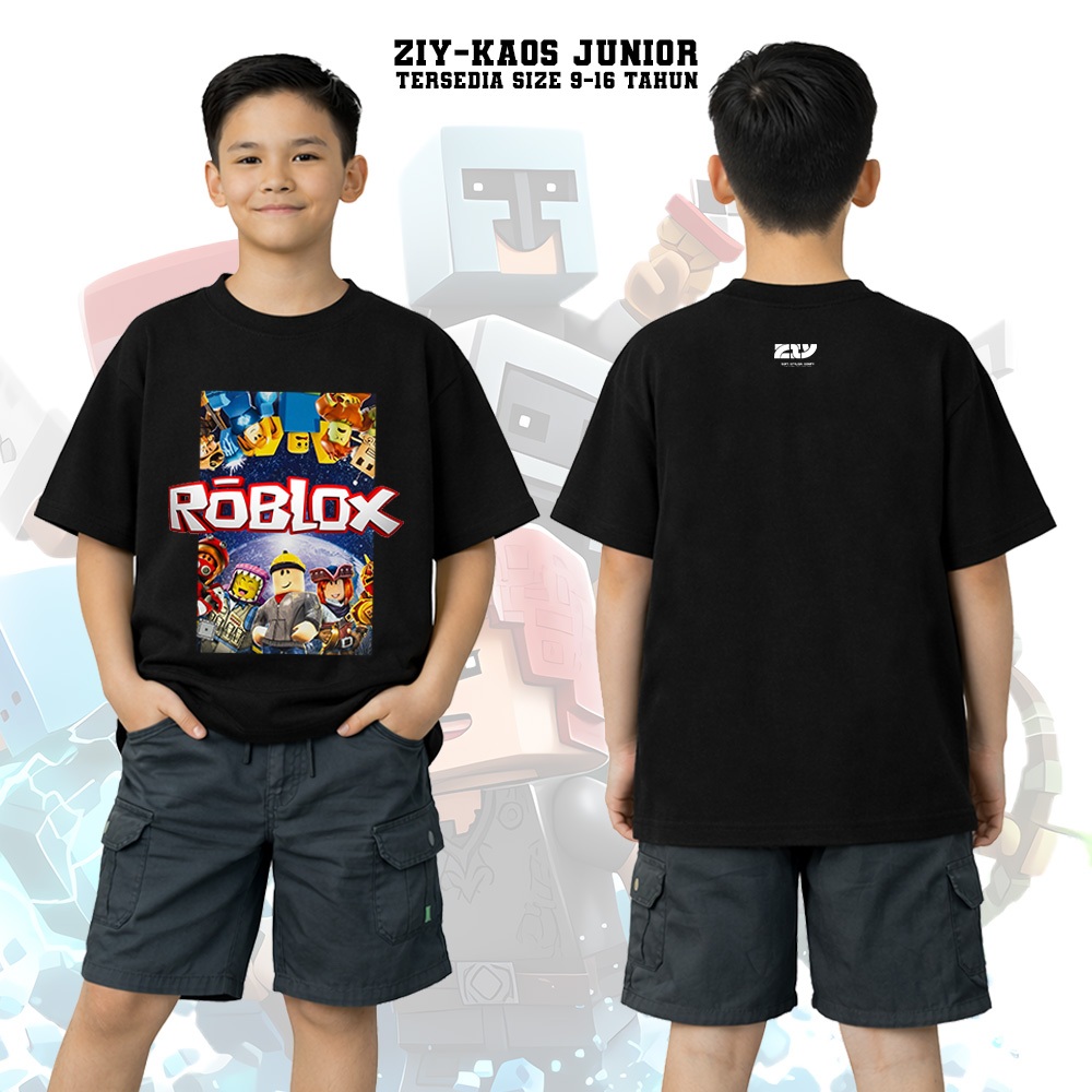 Baju Anak Distro Roblox Usia 9–16Tahun | Kaos Game Roblox Junior Terbaru Warna Hitam Cocok Buat Main