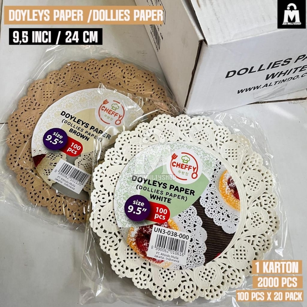 Doyleys paper 9,5" / 24 cm 1 karton isi 100 pcs x 20 pack / dollies paper / alas kue / renda