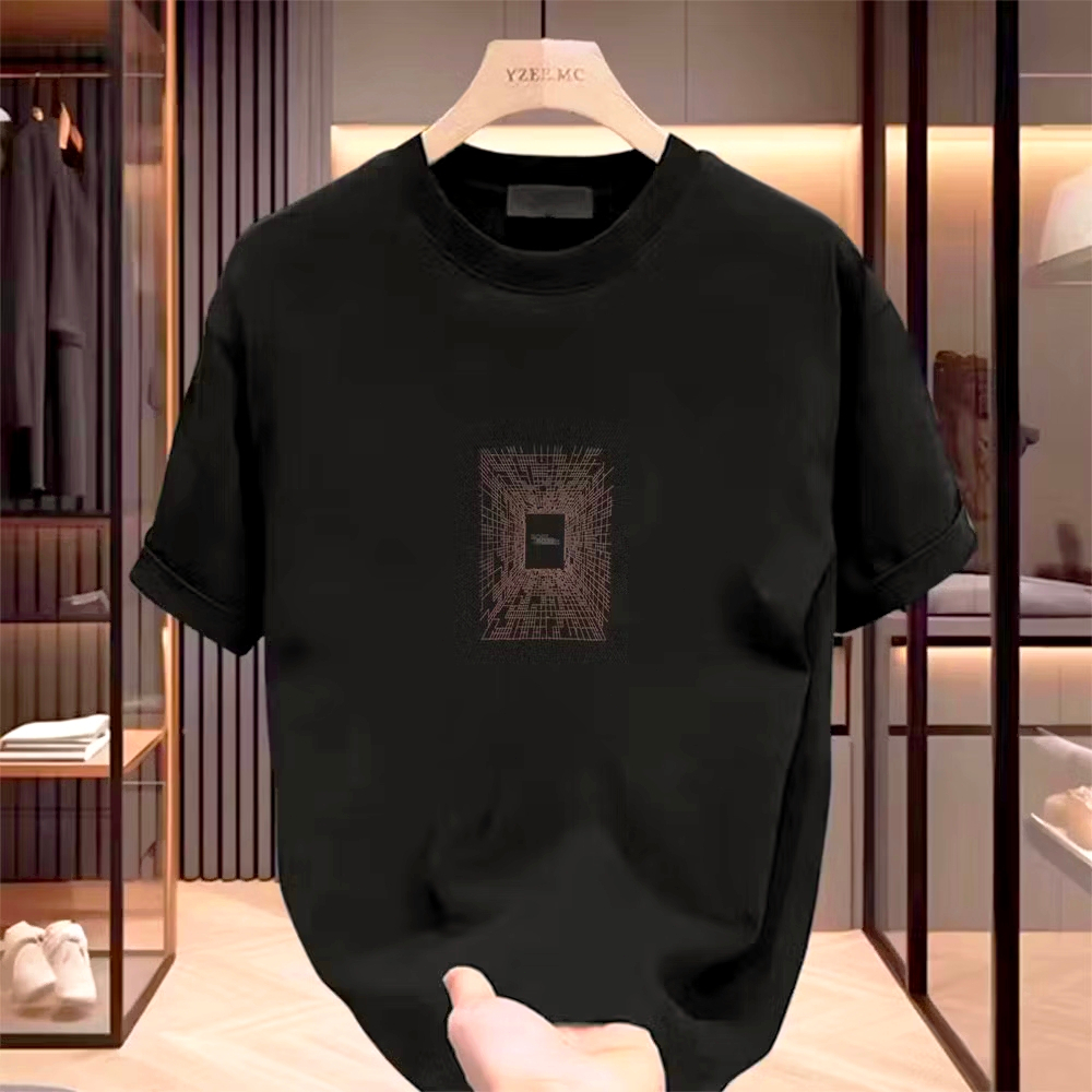 Kaos Kasual Minimalis Arsitektur - Kaos Hitam Cetakan Kotak Arsitektur, Ideal Harian/Styling Minimal