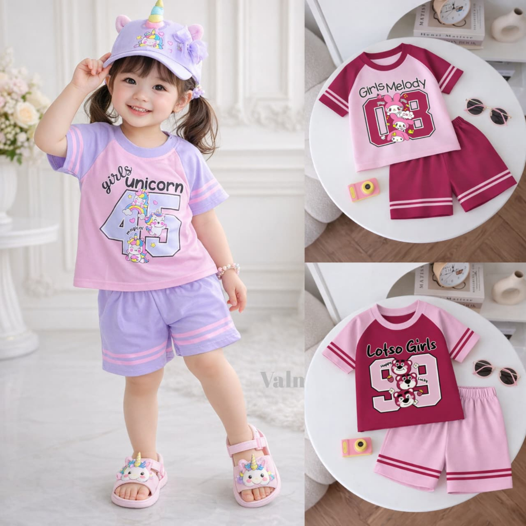 VALMELO SETELAN BAJU ANAK PEREMPUAN/BAJU ANAK CEWEK/SETELAN BAYI RAGLAN 01