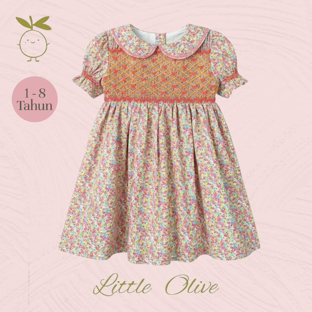 Little Olive - Jilly Dress | 1-8 Tahun | Dress Anak Perempuan | Premium Smocked Dress Princess Charl