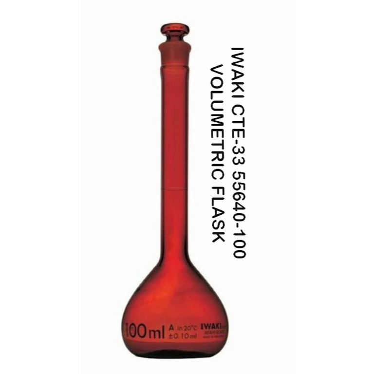 Labu Ukur Iwaki Tutup Kaca 100Ml Amber 55640-100