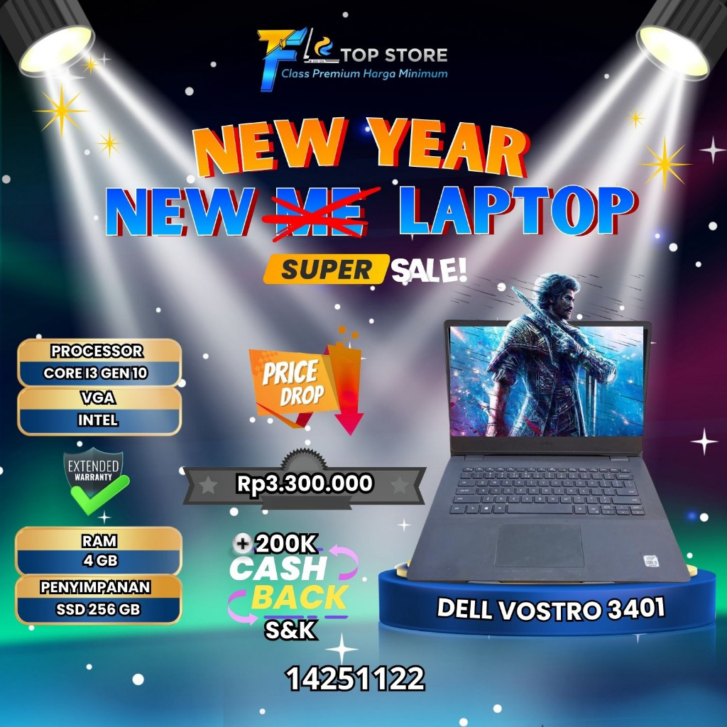 DELL VOSTRO 3401 CORE I3 GEN 10 RAM 4 GB SSD 256 GB