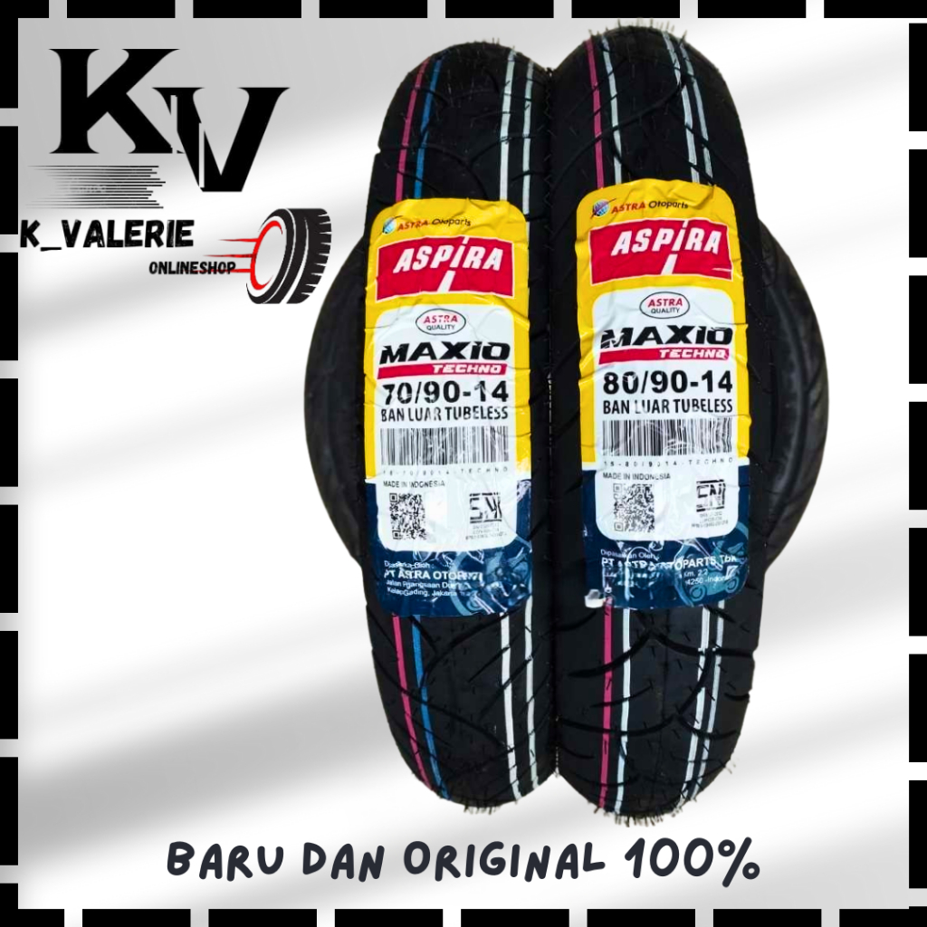 [Original Aspira Astra] Paket Sepasang Ban Tubeless Motor Suzuki Nex Spin & Mio J M3 Mio Soul Sporty