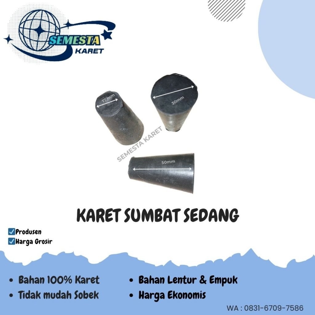 Karet Sumbat Sedang/Stopper/Penutup Bak Mandi Sedang