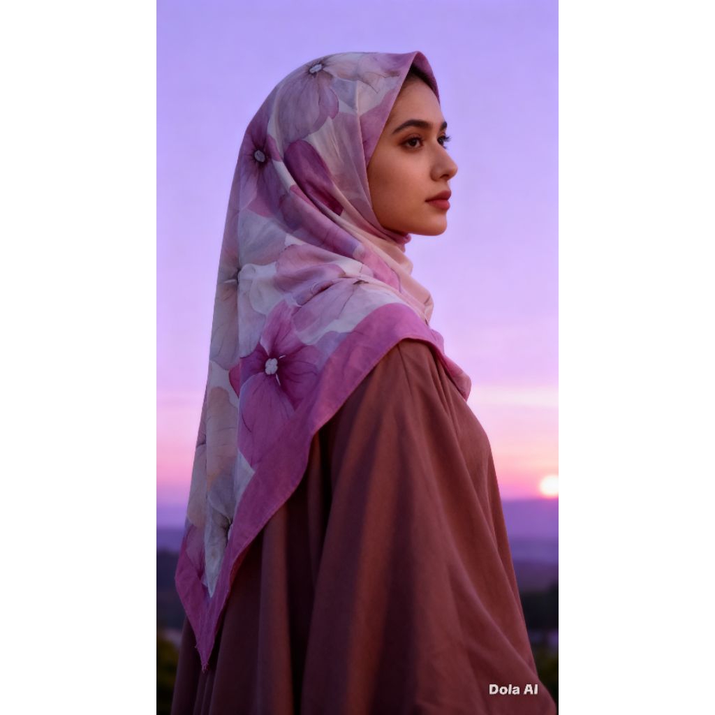 By.incarin Hijab segi empat pink dusty lavender/ Hijab segi empat lelangan