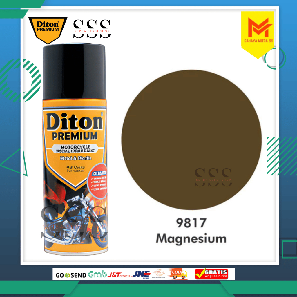 Pilox Diton Premium Magnesium VG 9817 Cat Semprot 400cc Warna Abu-Abu Metalik Doff