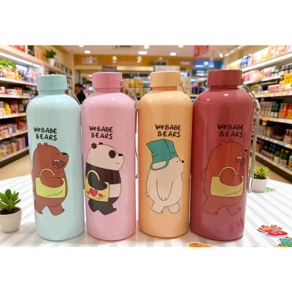 BOTOL MINUM PLASTIK WE BABE BEARS 1000ML WATER BOTTLE KARTUN LUCU 1 LITER