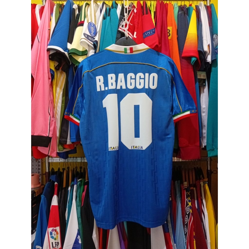 [NAMESET VELVET] JERSEY BOLA RETRO GO ITALY 1995 R. BAGGIO 10
