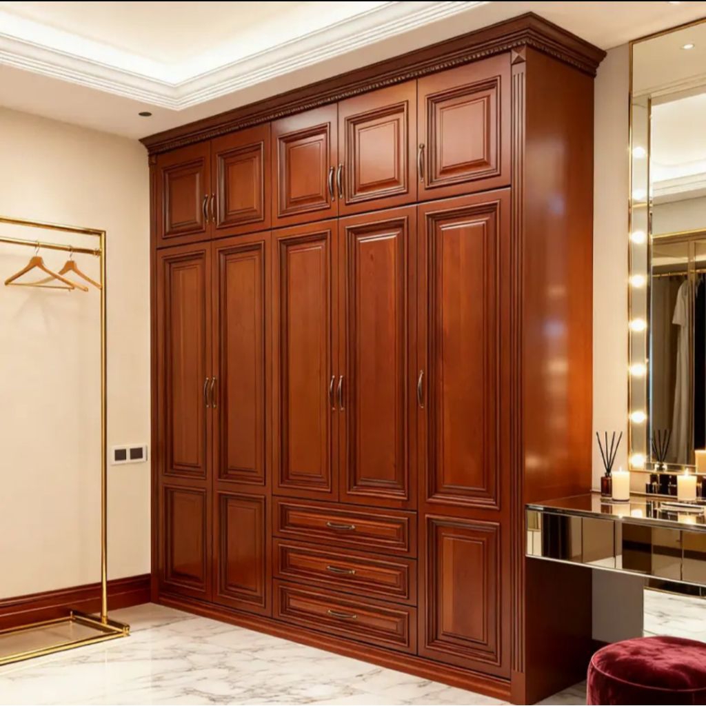 Lemari 5 pintu minimalis kayu jati grade A bernuansa Bangsawan