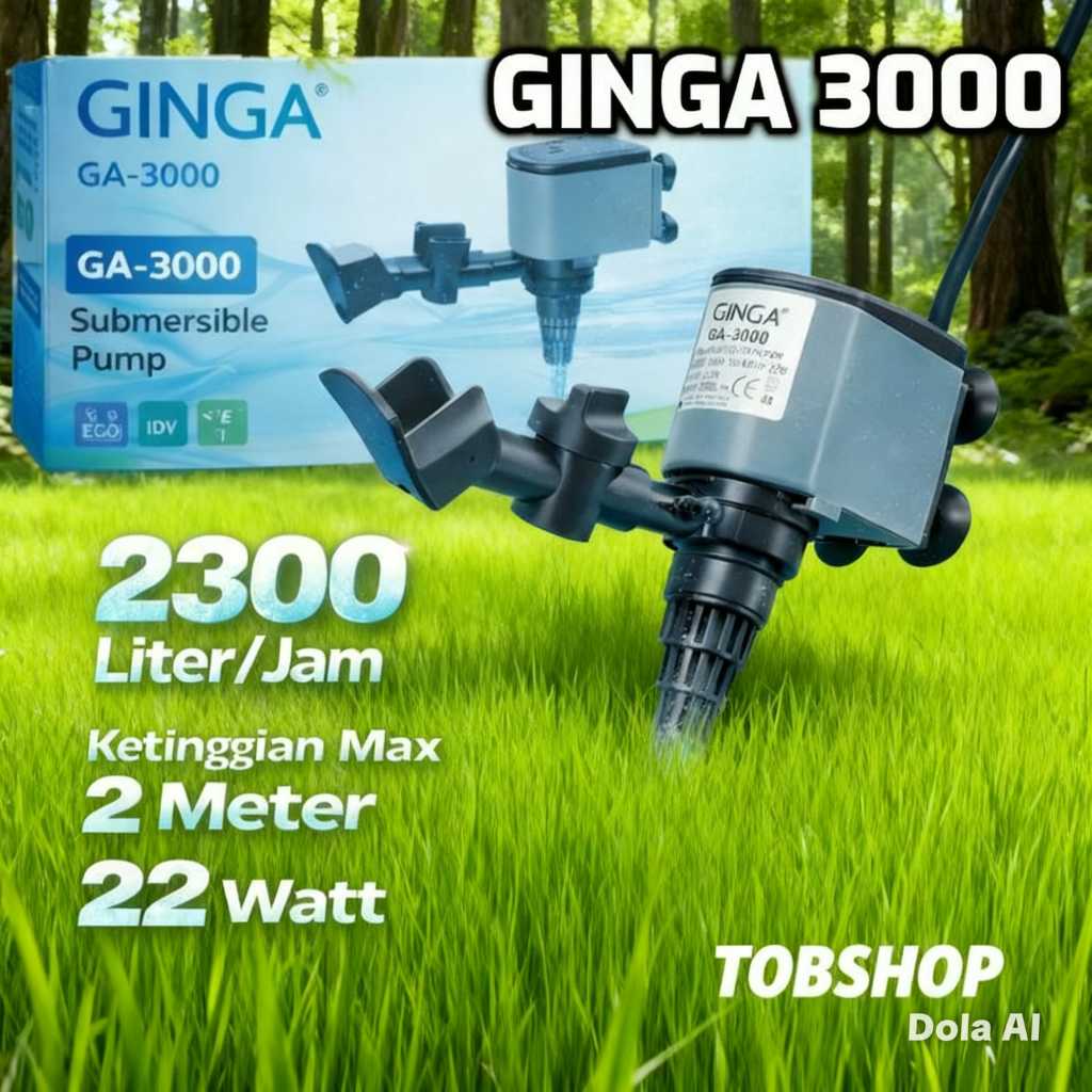 GINGA GA 3000 POWER HEAD Mesin Pompa Celup Filter Aquarium Aquascape Air Terjun Kolam Ikan Gelembung