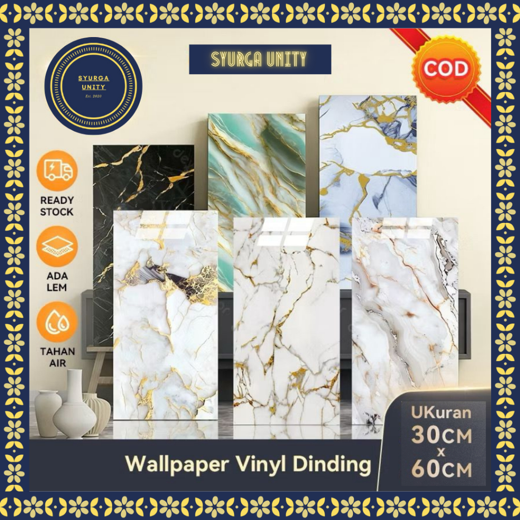 HARGA GROSIR Wallpaper Dinding Vinyl Marble Marmer PVC Foam