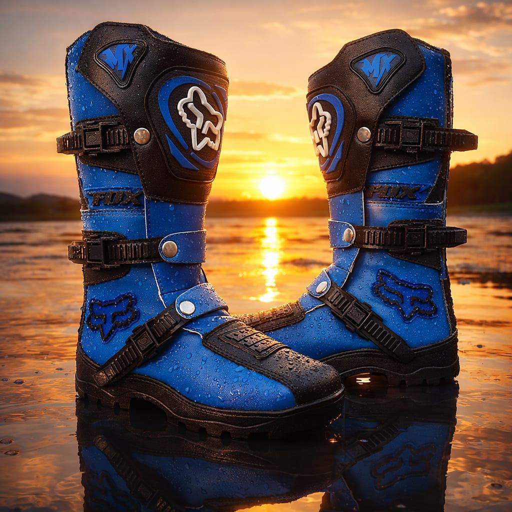 Sepatu anak Trail Motocross/boots kids safety blue black