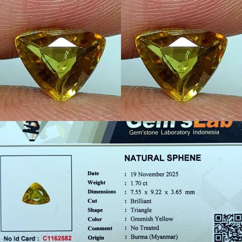 natural sphene no treated Burma (nyanmar) memo GLI