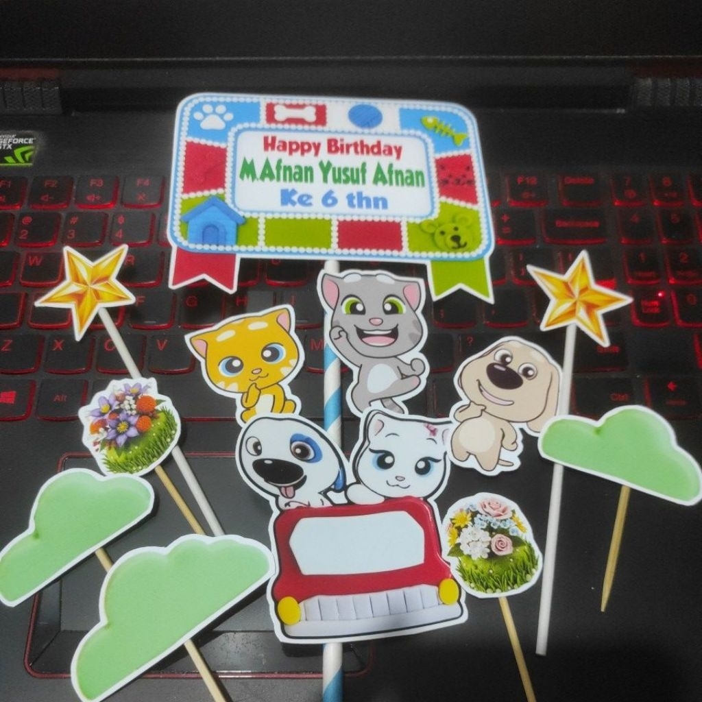 cake topper hiasan kue talking tom and friends 090126tom
