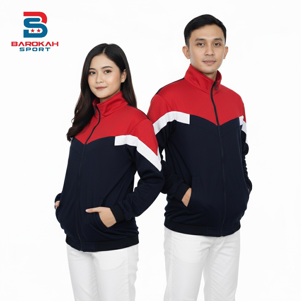 HM Barokah - Jaket Olahraga Laki Laki Perempuan Jaket Training Unisex Jaket lari/bersepeda senam/jog