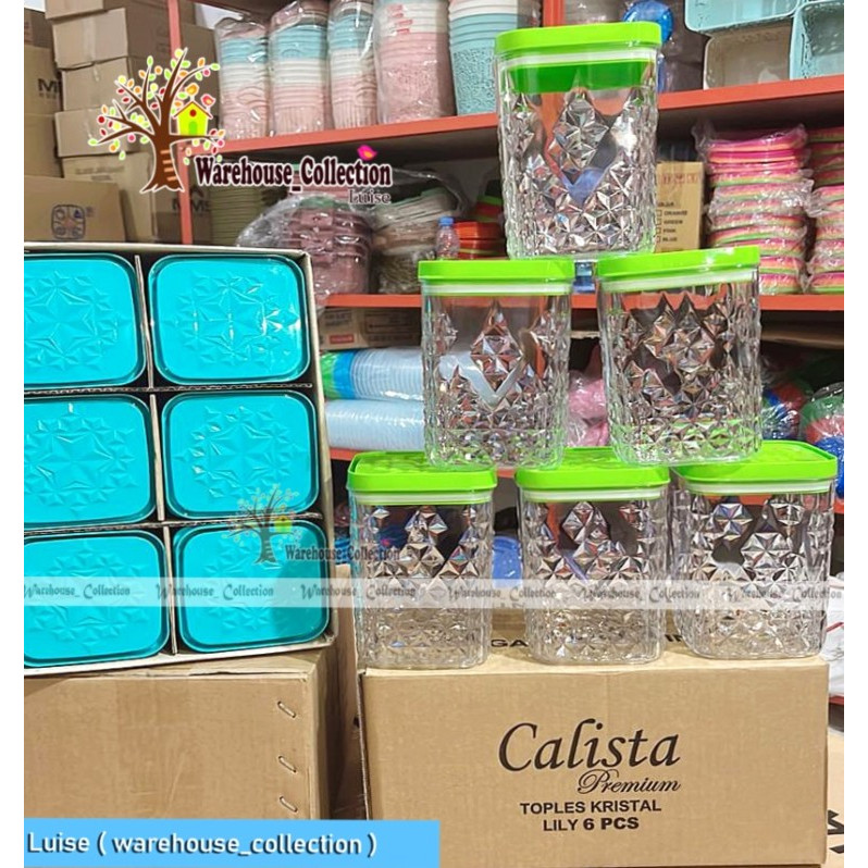 1 DUS TOPLES KRISTAL LILY ISI 6 TANPA NAMPAN// Toples Kue Kering Lebaran tutup seal// TOPLES 1000 ml