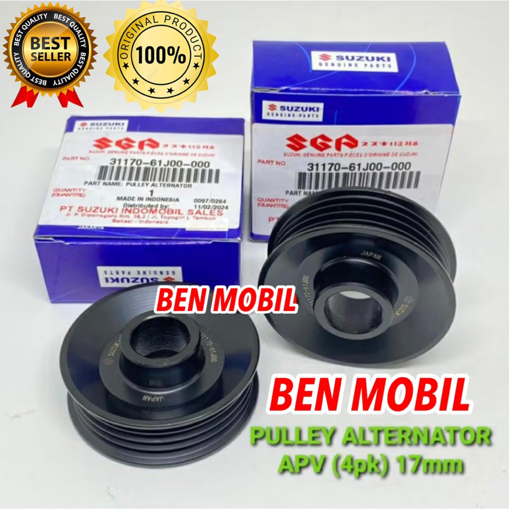 Pulley Pully Alternator SUZUKI APV FUTURA INJEKSI 4PK 31170-61J00-000 ASLI - BEN MOBIL