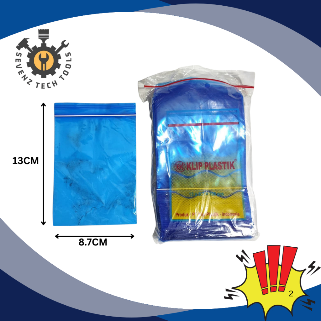 (100 LEMBAR) PLASTIK KLIP OBAT BIRU 13X8.7CM PLASTIK KLIP OBAT BIRU TRANSPARAN / KEDAP UDARA PLASTIK