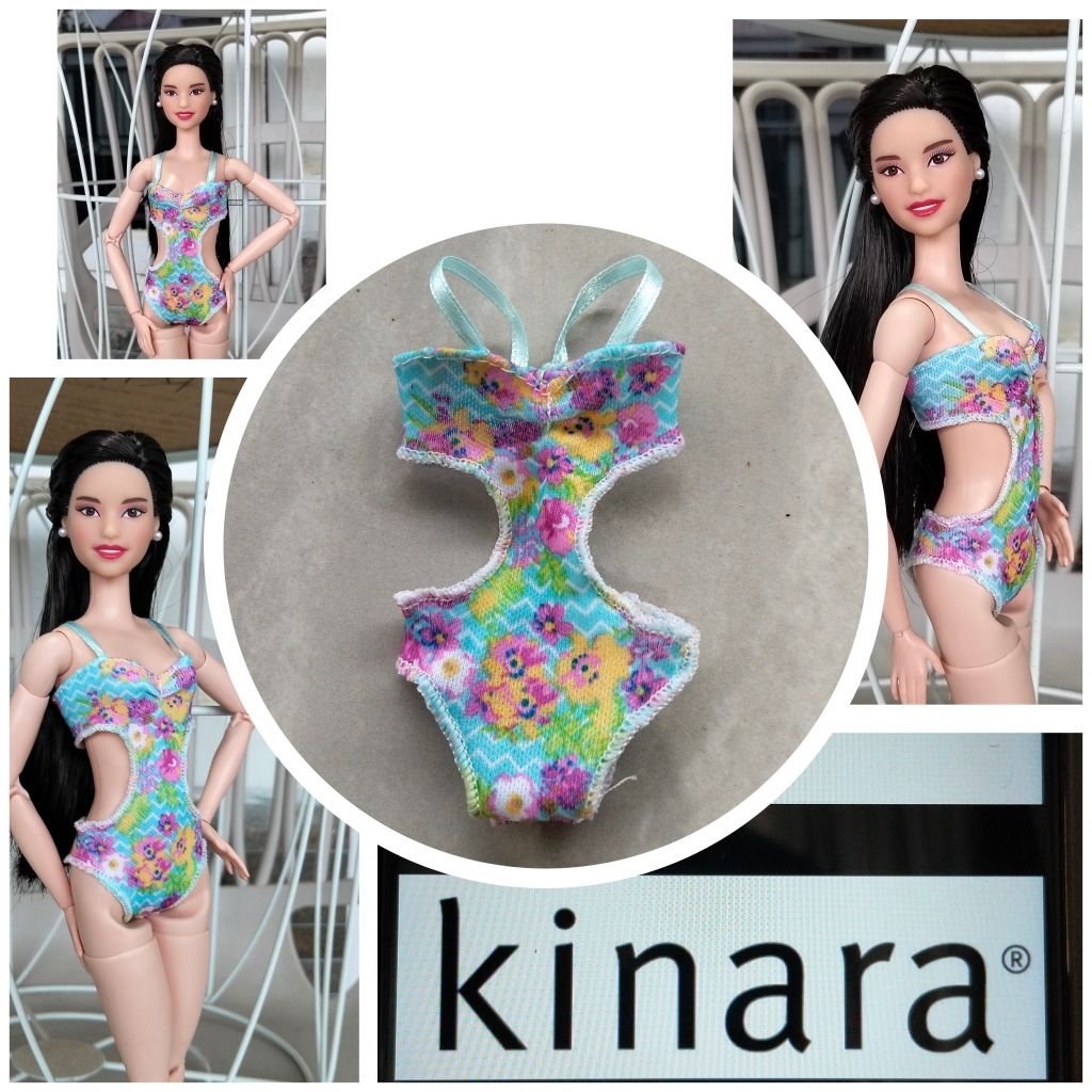 Baju Renang Biru Sabei Flower Barbie Doll