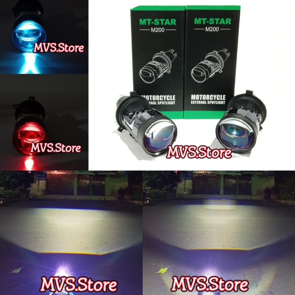 MT STAR M200 Lampu Led H4 Mini BILED Blue Lens Sinar Putih Lampu LED H4 Mt Star